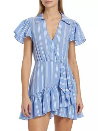 Shop Cinq Sept Lila Striped Wrap Minidress at Saks Fifth Avenue